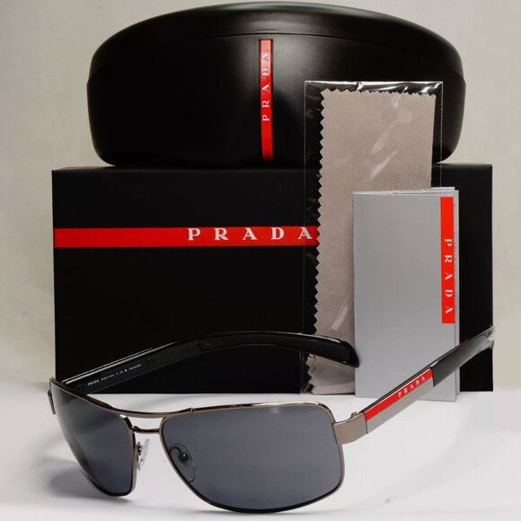 Prada Polarized Gunmetal Black 65mm Sunglasses - Picture 1 of 8